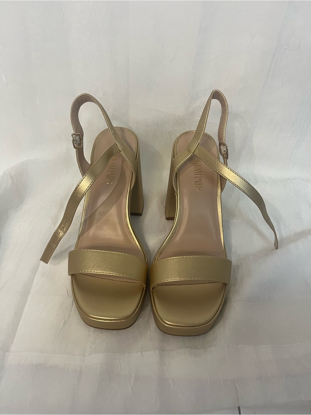 Dream Pairs Metallic Gold Slingback Block Heel Sandals